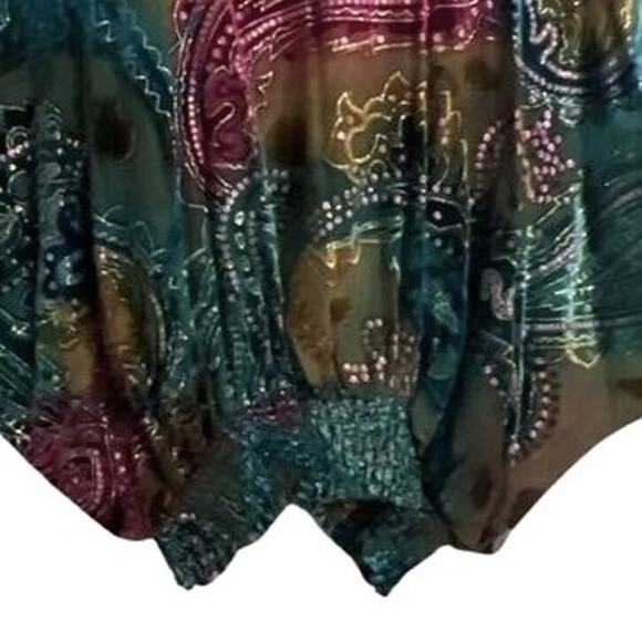 Cache Luxe Top Womens Size S Boho Cape Sleeve Multicolor Sheer LIned Sequin - Picture 5 of 10